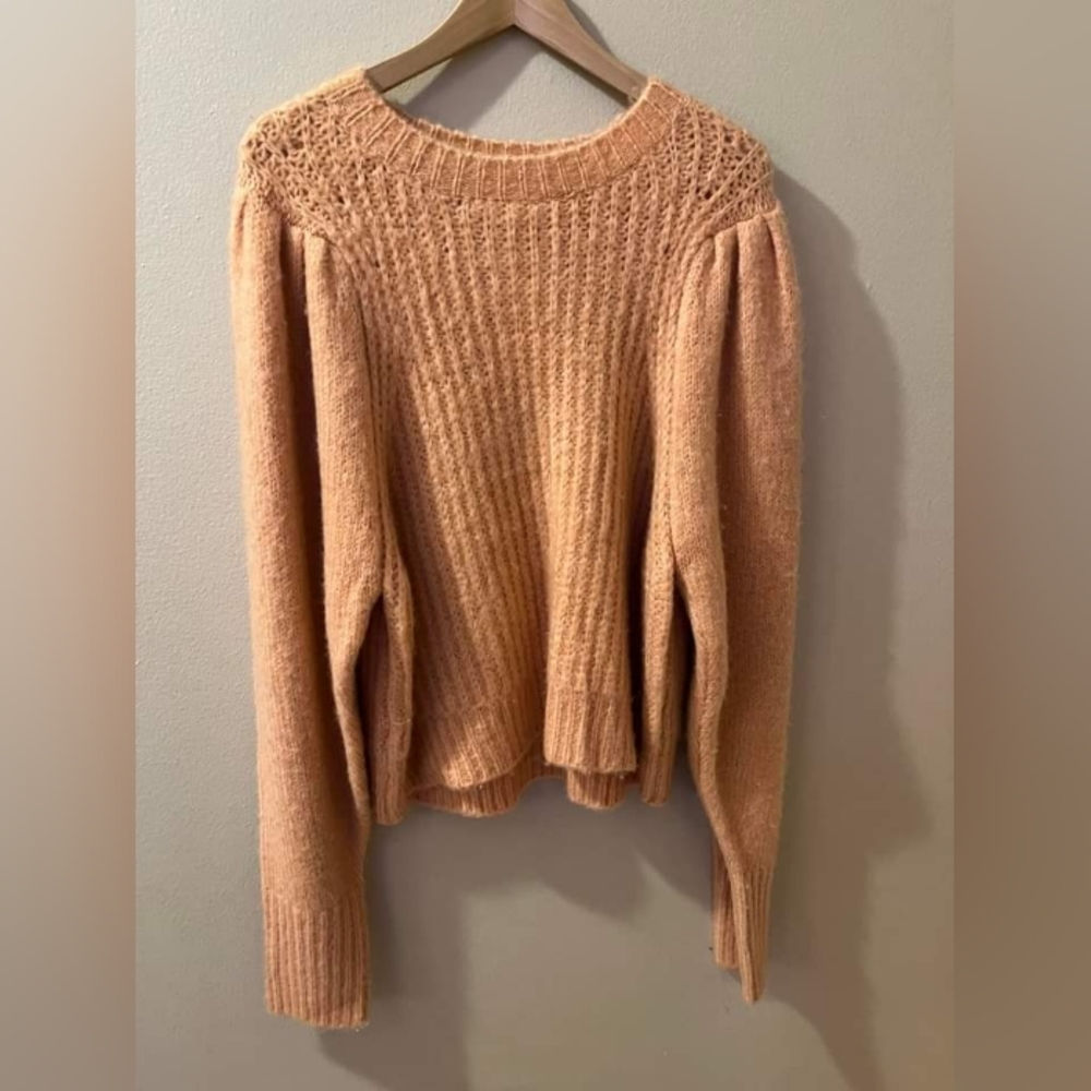 NEW Topshop Chunky Sweater Women’s Size 14 Pleated Sleeve Cropped Pullover Pink - Picture 3 of 9